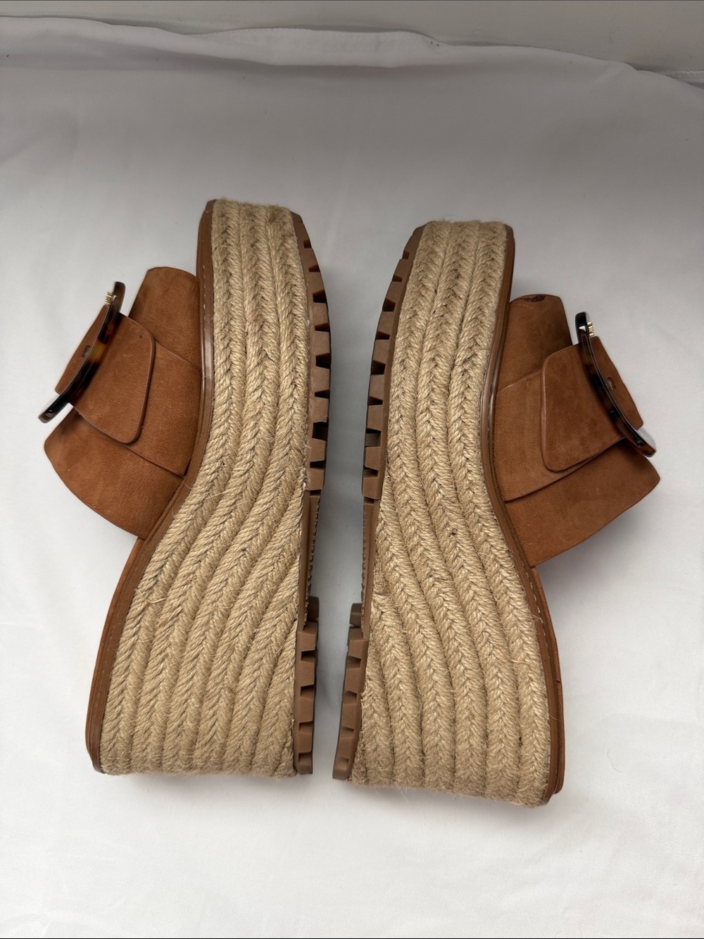 Sam Edelman Livi Suede Espadrille Wedge Slide Sandals with Tortoiseshell Buckle - Picture 10 of 11